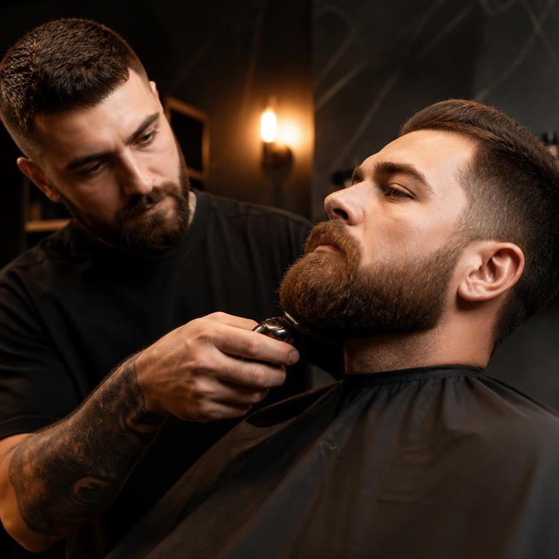 Barba com toalha quente